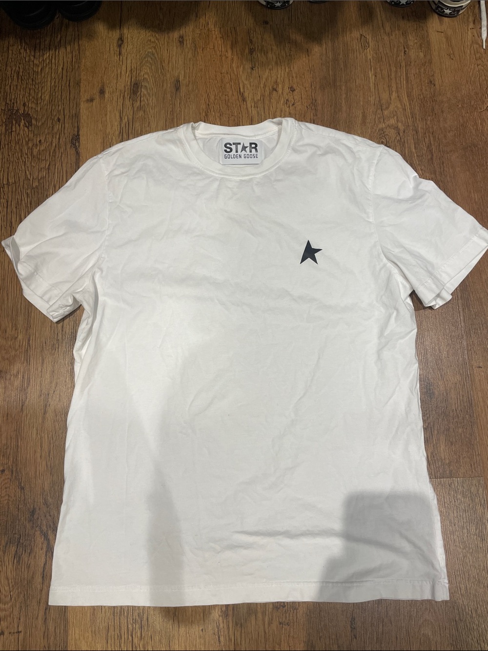 Golden Goose White Crewneck Tee with Black Star